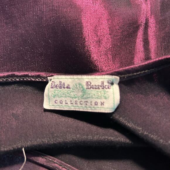 Deep Purple Satin Tank Top Plus Shimmering Casual Cami Sleeveless Blouses - Picture 8 of 8